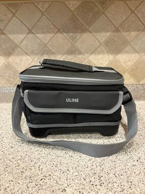 ULINE Black and Gray Insulated Lunch Cooler Bag